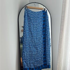 Blue/ white/ orange Patterned Women's Skirt